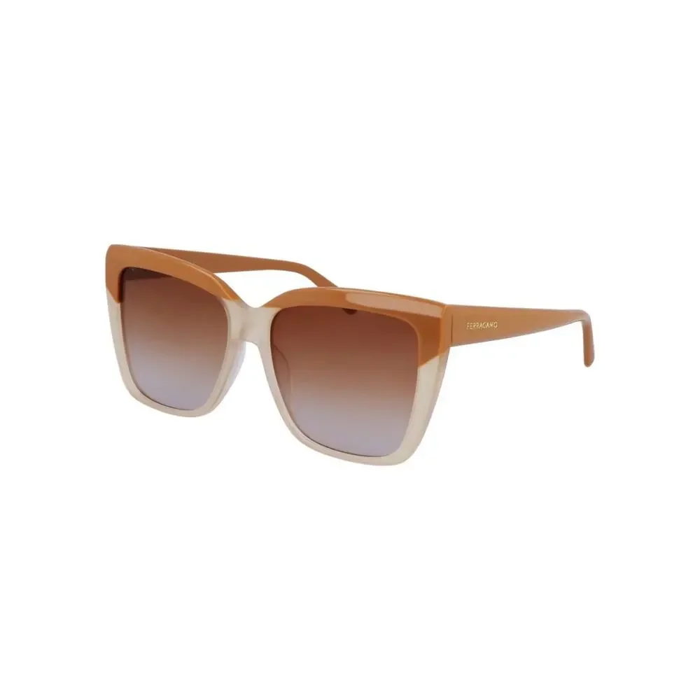 New Salvatore Ferragamo SF1102S 261 Women's Two-Tone Brown Sunglasses Authentic